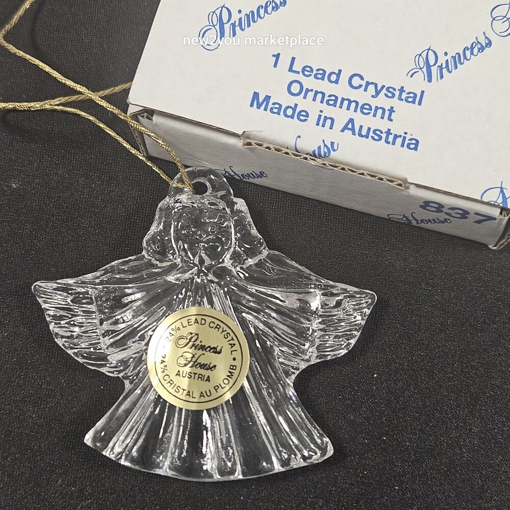 Princess House Lead Crystal Angel Christmas Ornament in Box #837 VINTAGE